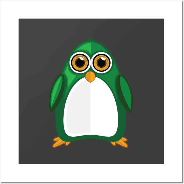 Green Penguin Wall Art by adamzworld